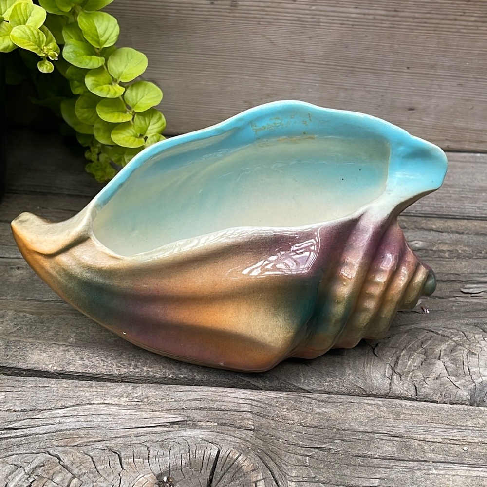 Vintage Ceramic Seashell Indoor Planter